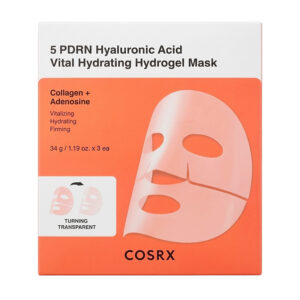 COSRX Zestaw nawilżających maseczek hydrożelowych 5 PDRN Hyaluronic Acid Vital Hydrating Hydrogel Mask, 34 g * 3 szt.