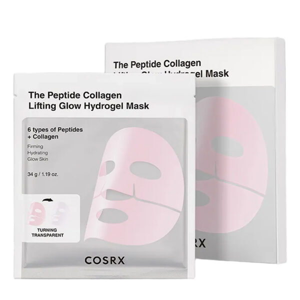 80 COSRX Zestaw maseczek hydrożelowych z peptydowym kolagenem dla liftingu i rozjaśnienia skóry Peptide Collagen Glow Hydrogel Mask, 34 g * 3 szt.
